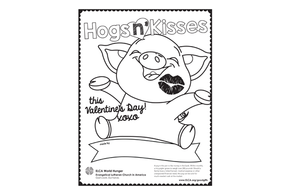 ELCA Good Gifts Valentine’s Day Coloring Sheet – Hogs n’ Kisses