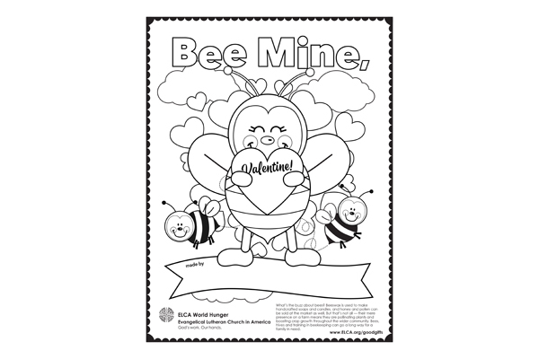 ELCA Good Gifts Valentine’s Day Coloring Sheet – Honeybee