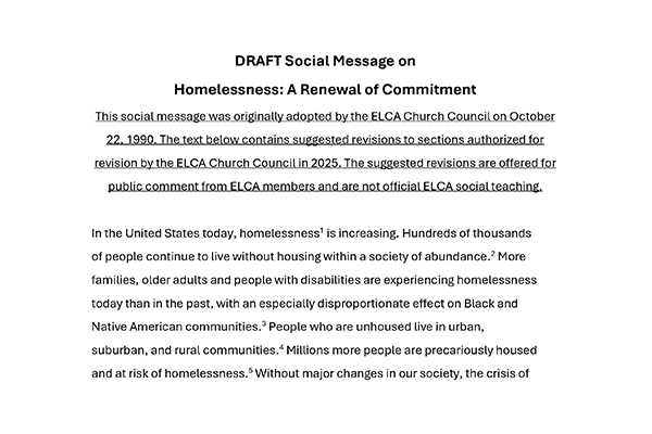 ELCA Social Message Homelessness DRAFT for Public Comment Large Print -Thumbnail Image