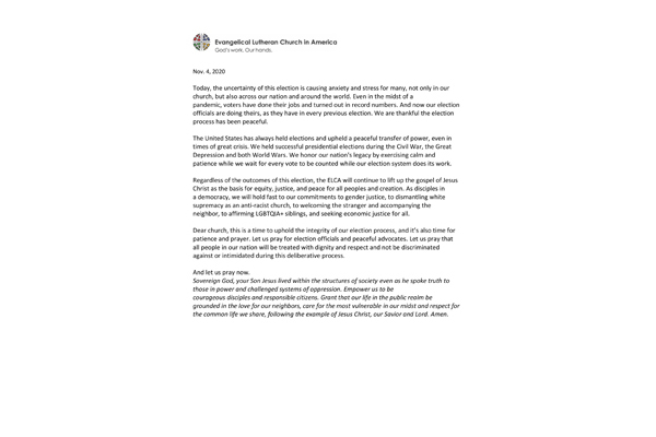 ELCA Presiding Bishop Election Video Message Transcript