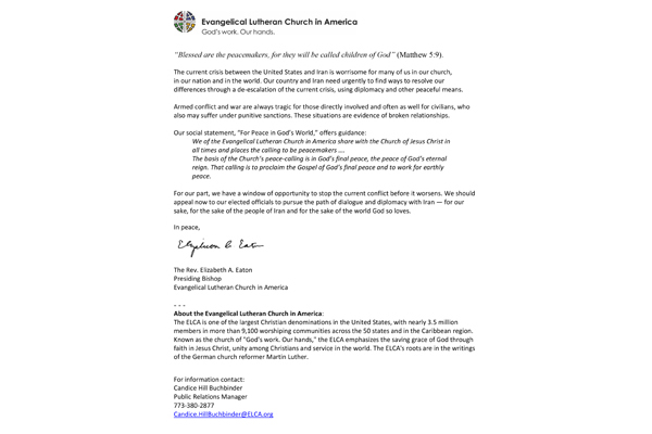 Pastoral message on Iran conflict