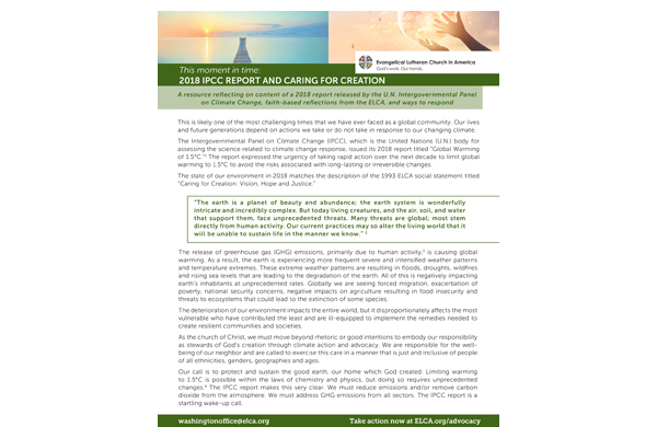 2018 IPCC report and caring for creation (TMIT 2018)