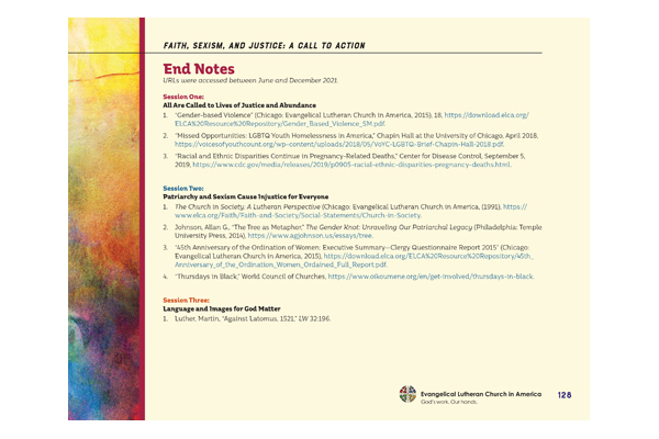 Works Cited, Faith, Sexism, and Justice Study Guide