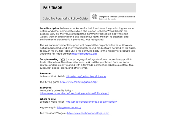 Fair Trade Selective Purchasing Policy Guide