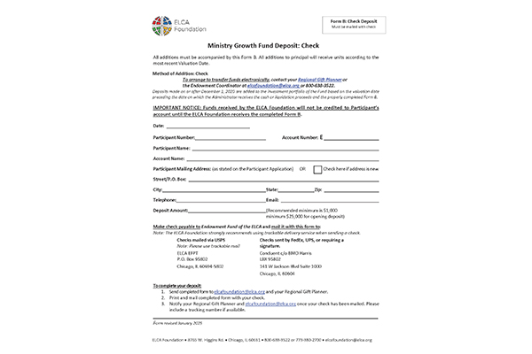 Form B – Check Deposit – Fillable PDF