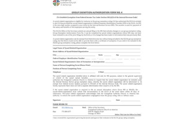 Group Exemption Authorization Form for Synod Related Organizations