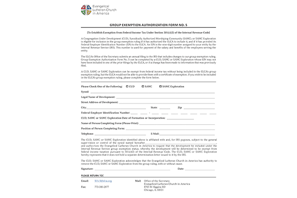 Group Exemption Authorization Form for CUDs and SAWCs
