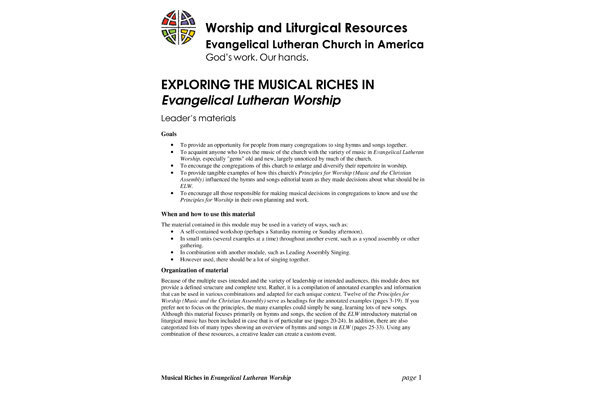 ELW: Exploring the Musical Riches