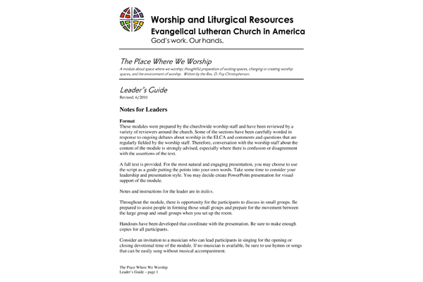 The Place Where We Worship