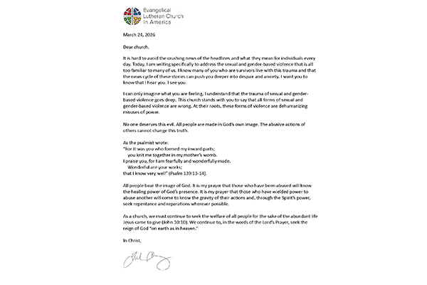 Bishop Curry Message on Gender-based Violence