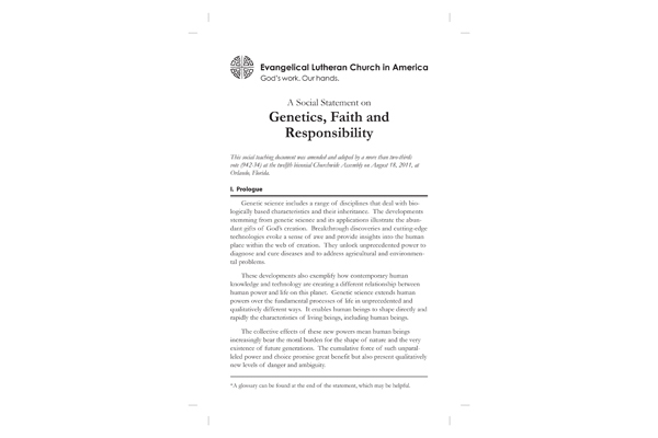 Social Statement – Genetics, Faith and Responsibility