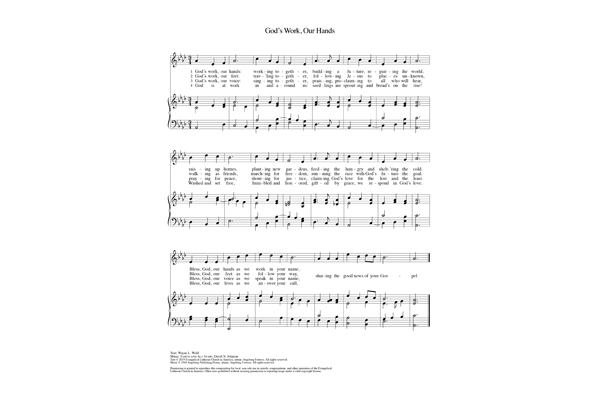 “God’s work. Our hands.” Hymns – “Earth and All Stars” Tune – MELODY and ACCOMPANIMENT – PDF