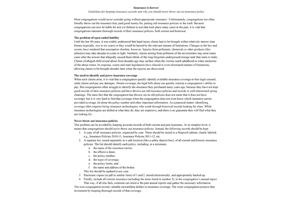 Guidelines for Keeping Insurance Records