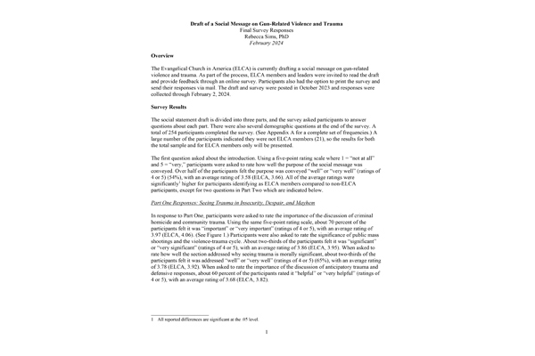 Social message about gun-related violence and trauma survey report