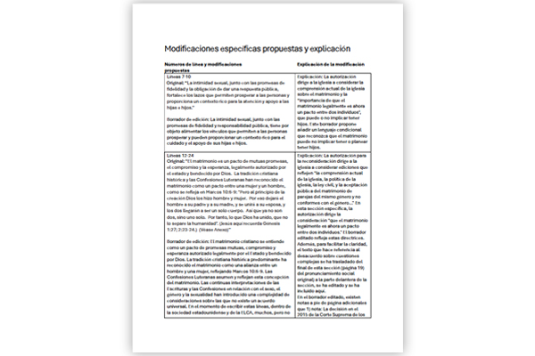 Human Sexuality Reconsiderations Explanations of Draft Edits Spanish