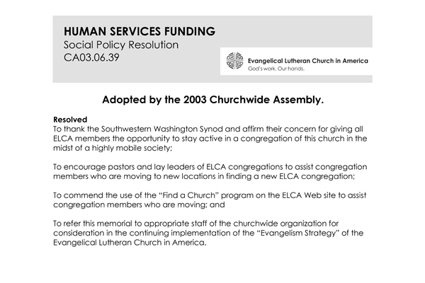 Human Services Funding SPR03