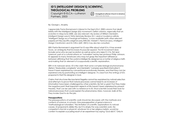 Intelligent Design’s Scientific Theological Problems