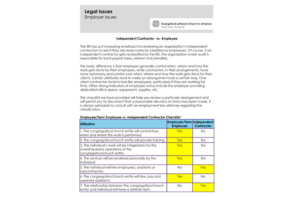 Independent Contractor vs Employee