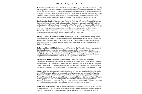 Inter-Religious Task Force Bios