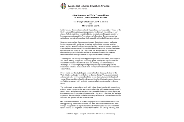 Joint Statement on EPA’s Rules: Reduce Carbon Dioxide Emissions