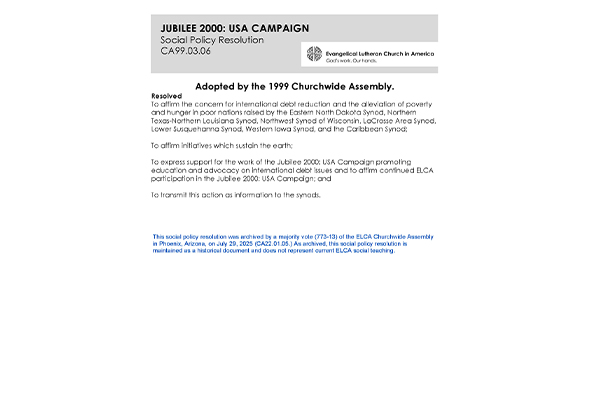 Jubilee 2000 Campaign SPR99