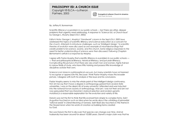 Philosophy Church Issue