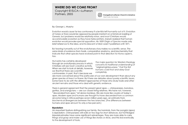 Where Do We Come From?