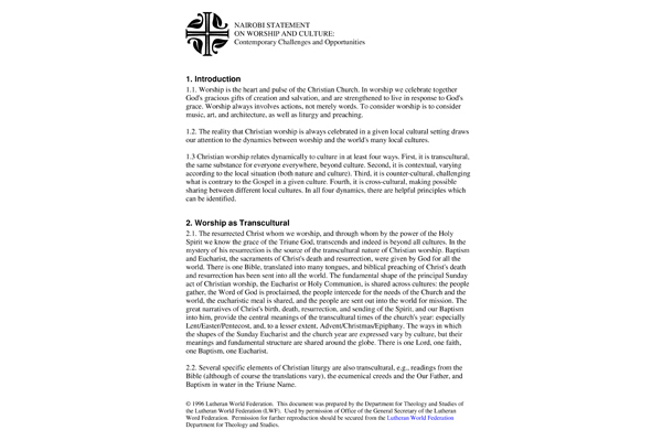 LWF Nairobi Statement 1994