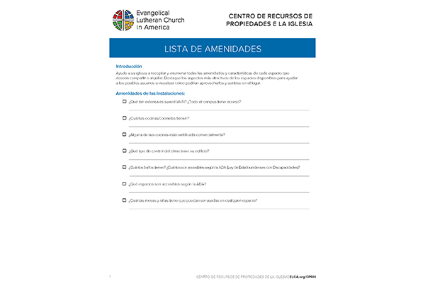 Spanish: Lista de amenidades