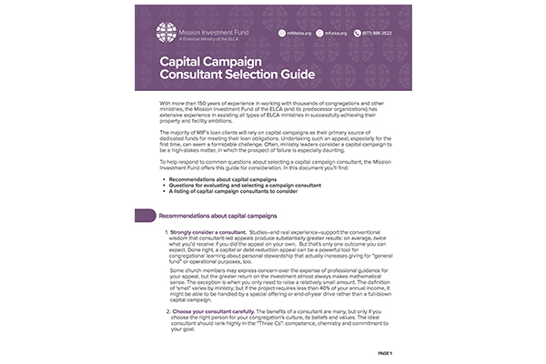 Resource: MIF Capital Campaign Selection Guide