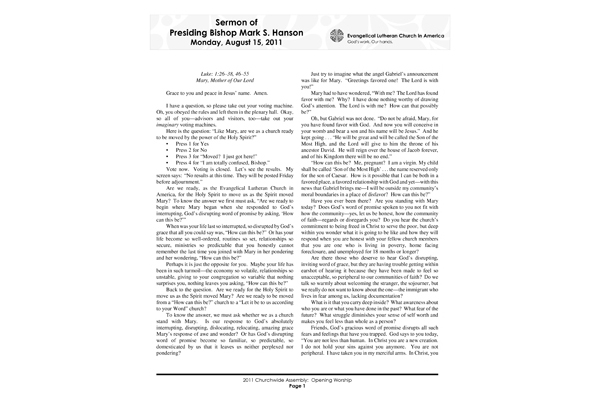 2011: Churchwide Assembly Sermon