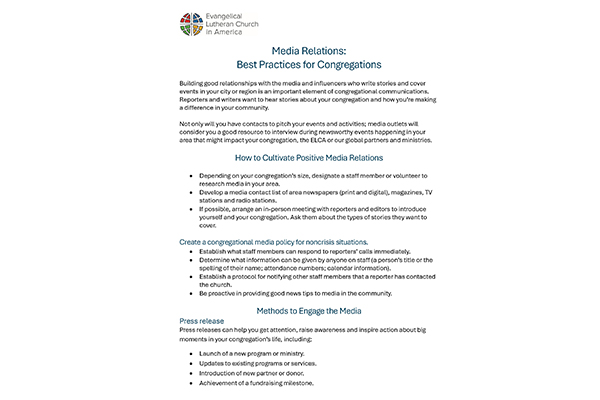 Media Relations for Congregations