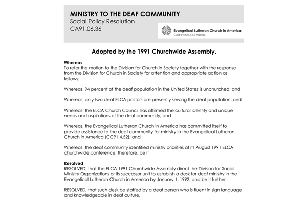 Ministry Deaf Community SPR91