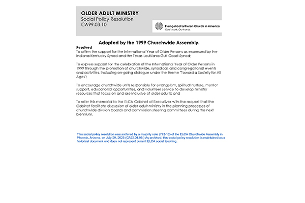 Older Adult Ministry SPR99