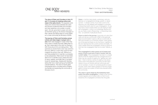 Part 1 – One Body, Similar Members – Vision