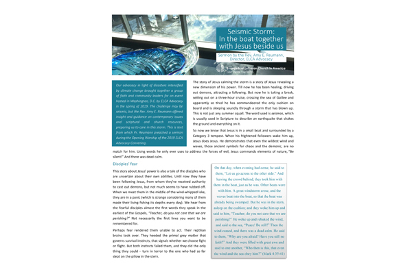 Sermon – Seismic storm: In the boat together with Jesus beside us