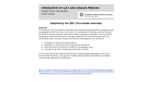 Ordination of Gay and Lesbian People SPR01