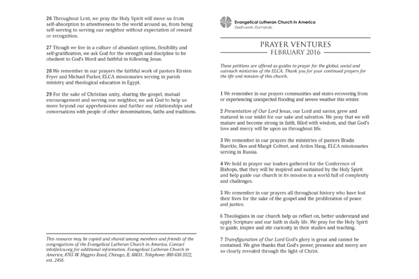 February 2016 Letter