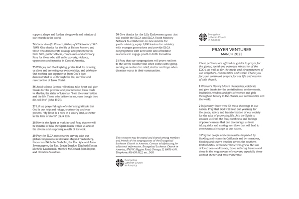 Prayer Ventures March 2023