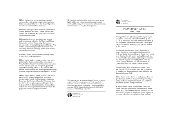 Prayer Ventures April 2023