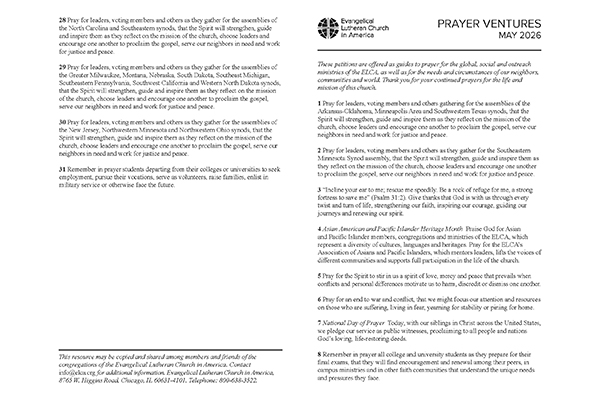 Prayer Venture May 2026 Letter Thumbnail Image