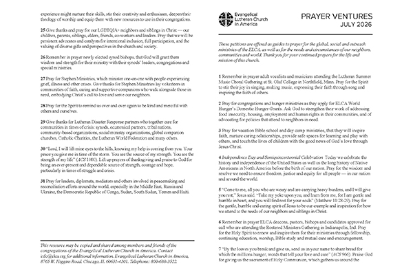 Prayer Ventures July 2026 - Letter Thumbnail Image