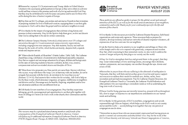 Prayer Ventures August 2026 - Letter Thumbnail Image