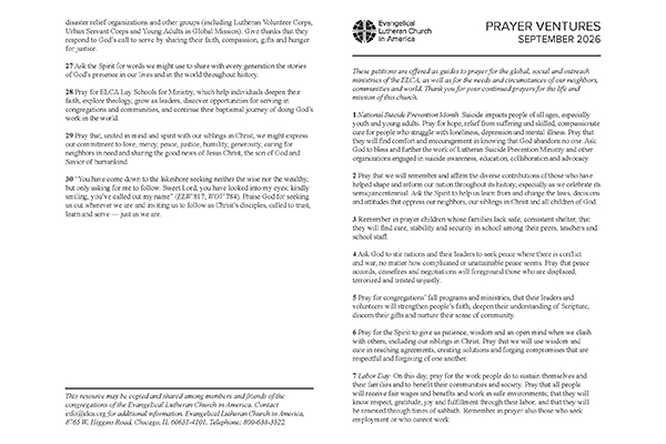 Prayer Ventures September - Letter Size Thumbnail Image