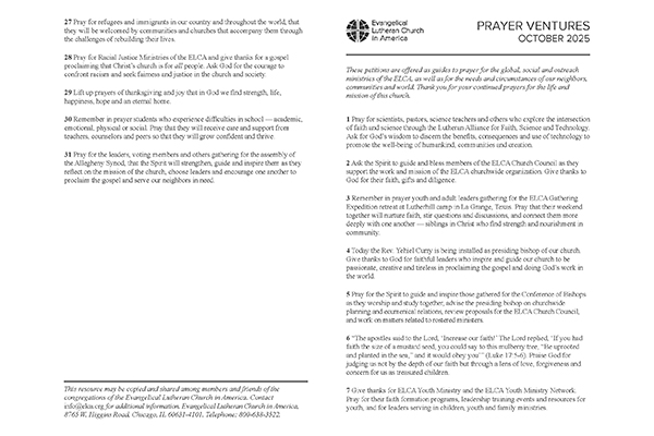 Prayer Ventures - October 2025 (Letter) Thumbnail Image