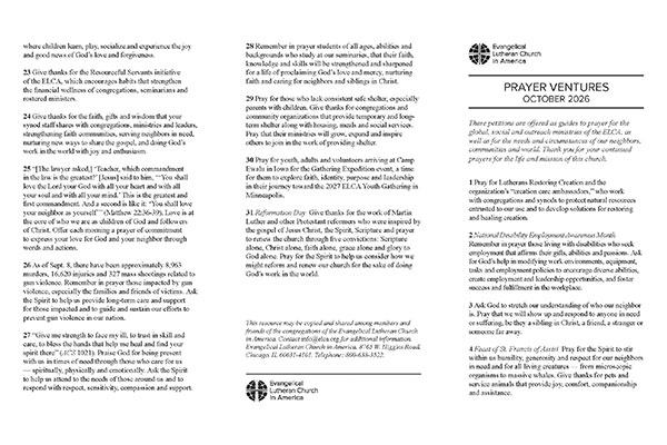 Prayer Ventures October 2026 - Legal Size Thumbnail Image