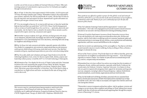 Prayer Ventures October 2026 - Letter Size Thumbnail Image