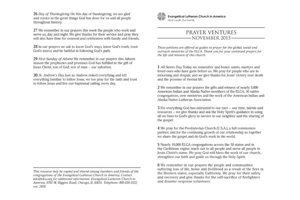 November 2015 Letter