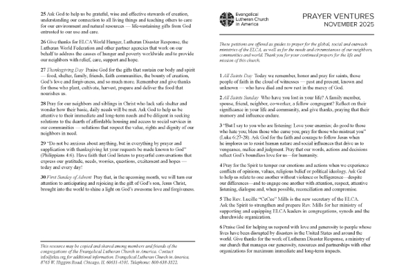 Prayer Ventures - Letter, November 2025 Thumbnail Image