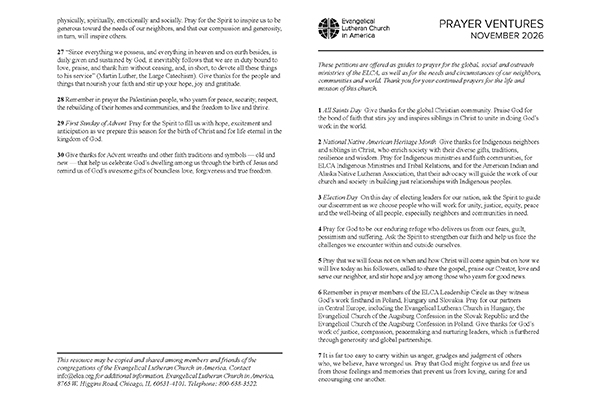 Prayer Ventures November 2026 - Letter Size Thumbnail Image